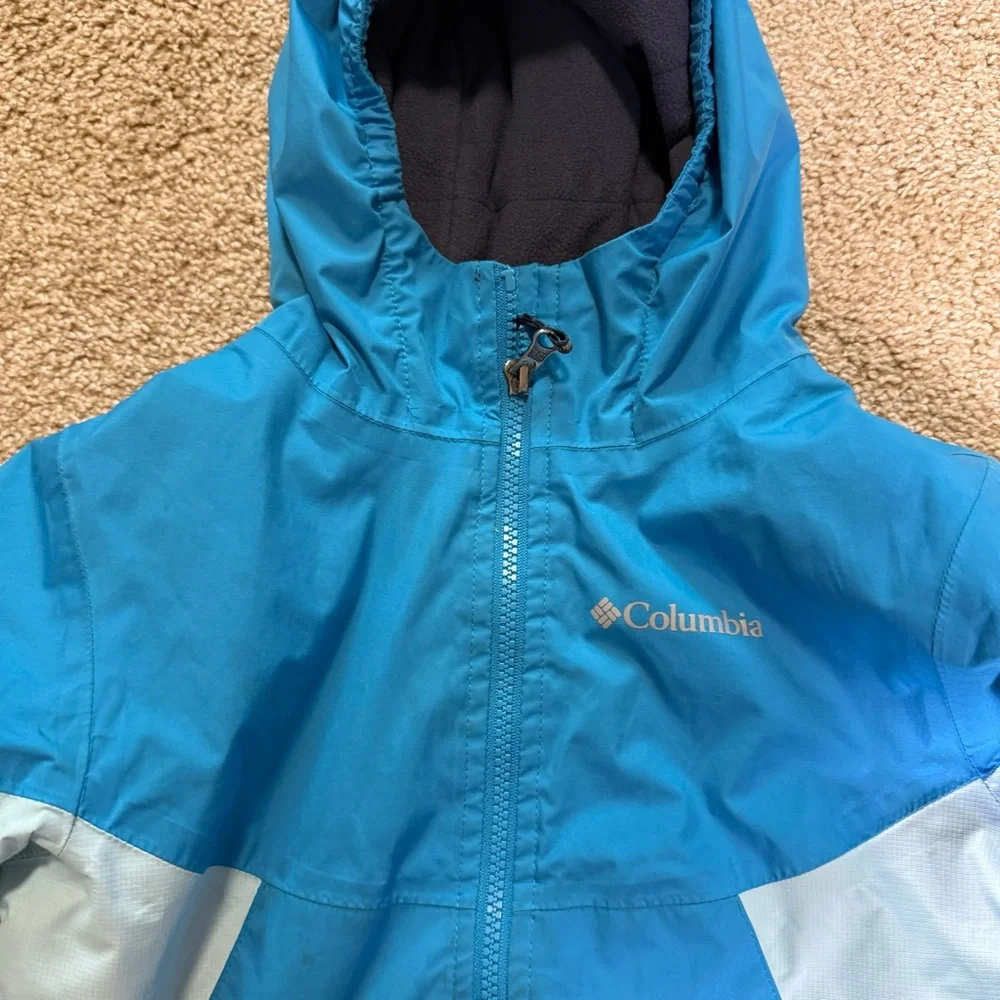 Columbia Kids Omni-Heat Two Tone Blue‎ Coat Hooded Insulated Winter Snow 7/8 S